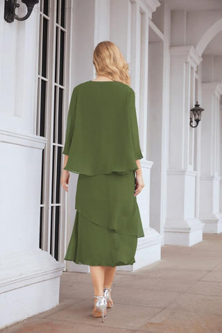 Vestido de fiesta formal de dos piezas corte A para la madre de la novia Sunderly SY28072