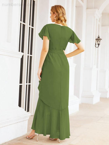 Vestidos de dama de honor Baoleely con volantes, estilo sirena, para fiestas formales, vestidos de noche, bailes de graduación y vestidos de violín 28042