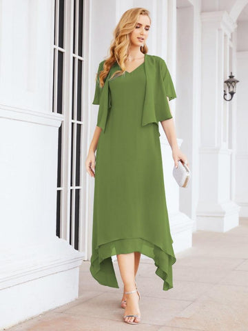 Vestido de fiesta formal de dos piezas corte A para la madre de la novia Sunderly SY28073