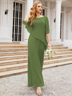 Vestido largo de fiesta formal Sunderly para la madre de la novia con capa de volantes SY28026