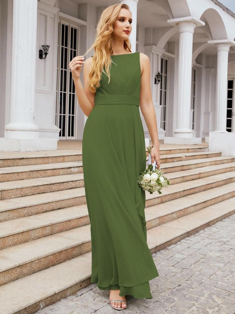 Baoleely Bridesmaid Dresses for Wedding Ruffles Long Formal Prom Gowns 28039