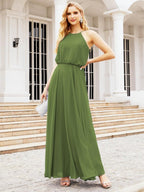 Baoleely  Halter Long Bridesmaid Dresses Formal A line Juniors Dress 28029