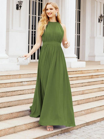 Baoleely Halter Bridesmaid Dress Empire Waist Formal Evening Prom Gown for Mother of The Bride 28030