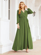 Vestido de dama de honor de gasa para mujer Sunderly, corte en A, manga larga, vestido de noche formal para invitada de boda SY28032 