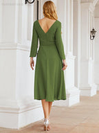 Robe de demoiselle d'honneur dos nu en V avec ceinture à la taille - Mère de la mariée - Invitée au mariage SY28031