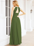 Baoleely Sleeveless Bridesmaid Dresses Long Prom Gown Zipper with Keyhole Back 28056
