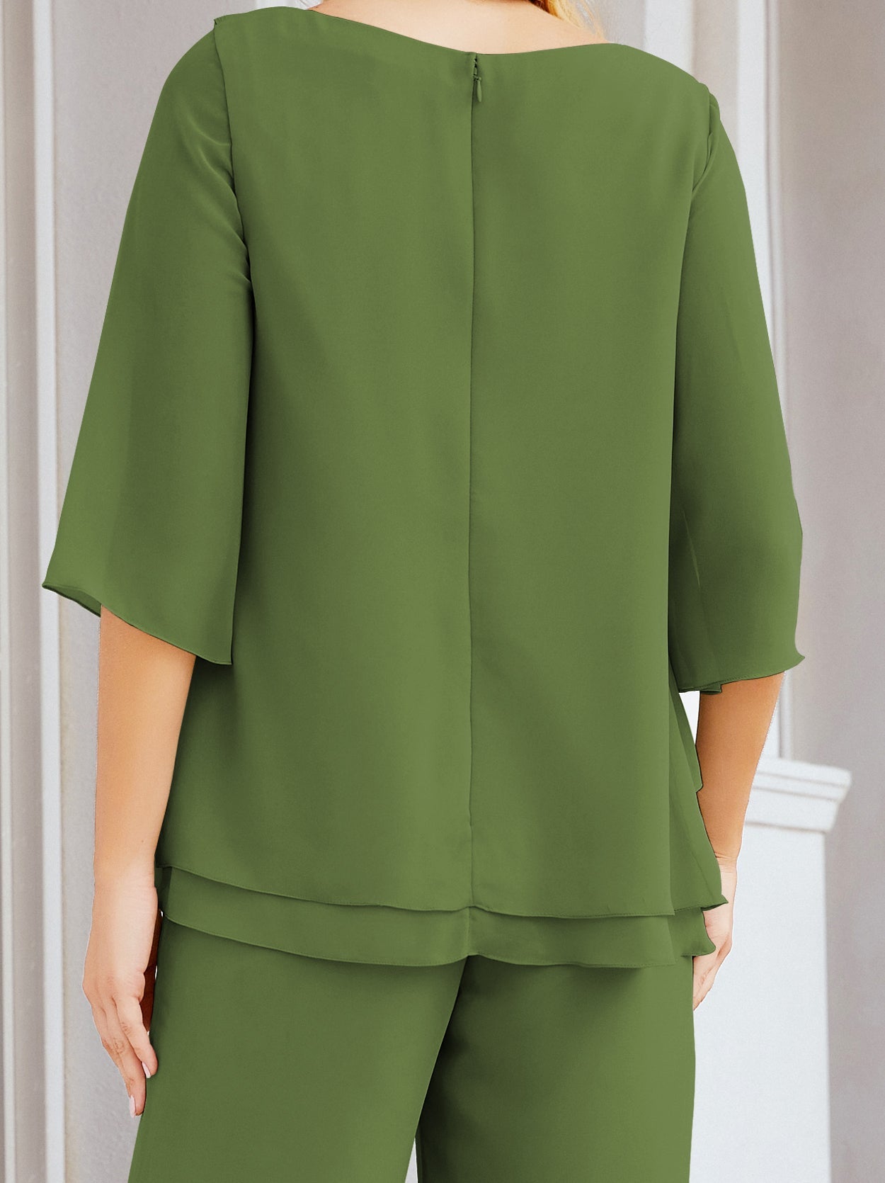 Baoleely Élégante robe mère de la mariée 2 pièces, grande taille, pantalon, volants, couches argentées, peignoir 28064