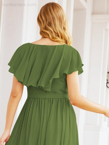 Vestidos de dama de honor con mangas abullonadas para fiesta formal de noche y graduación 28044 