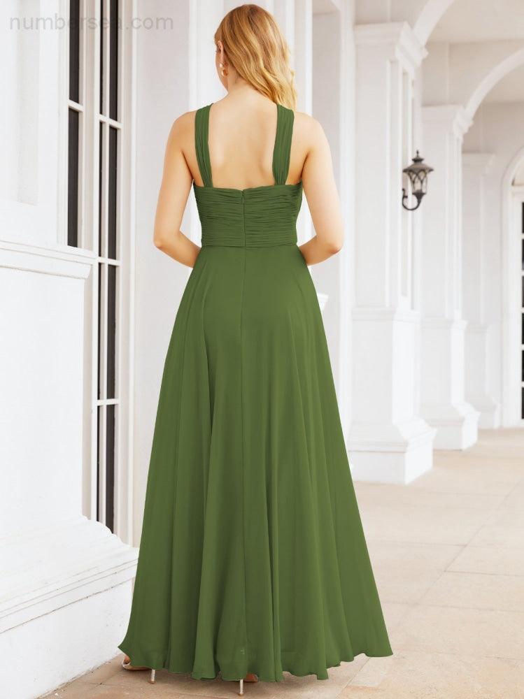 Baoleely Crisscross Halter Bridesmaid Dresses for Party Wedding Evening Prom Maxi Ball Gowns 28053
