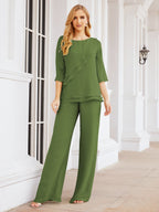 Baoleely Élégante robe mère de la mariée 2 pièces, grande taille, pantalon, volants, couches argentées, peignoir 28064
