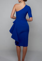 Vestidos de corte recto/columna con un solo hombro para la madre de la novia con volantes 
