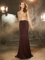 Baoleely Sheath Column Straps Sleeveless Beading Sweep/Brush Train Jersey Dresses