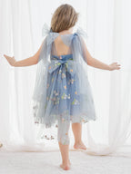 Vestido de niña pequeña de las flores, corte en A, sin mangas, de tul bordado floral. 