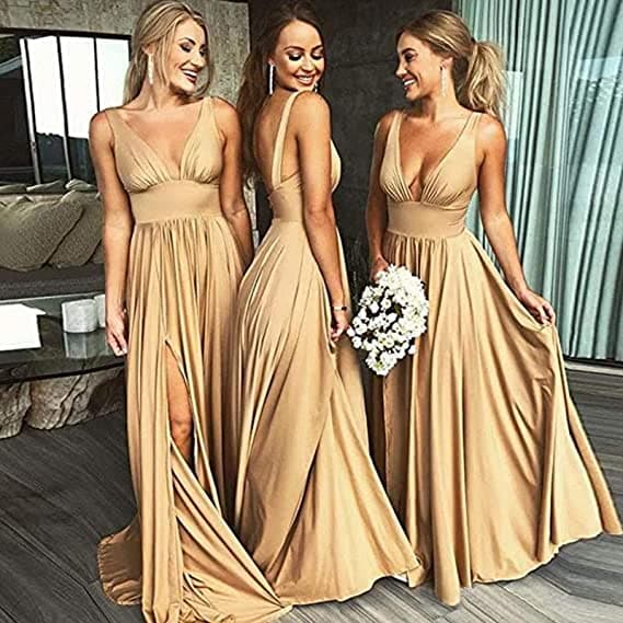 Vestido de dama de honor sexy con abertura VMB11