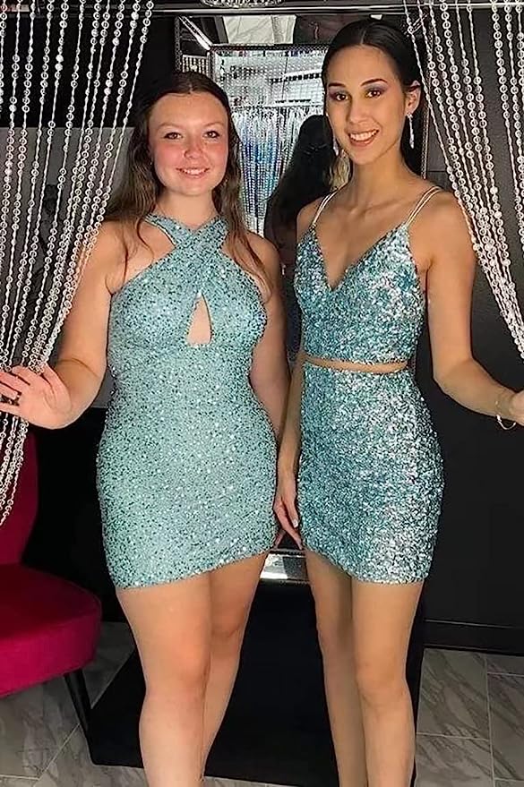 Vestidos cortos de fiesta con cuello halter para adolescentes SYH75