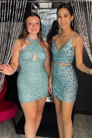 Vestidos cortos de fiesta con cuello halter para adolescentes SYH75