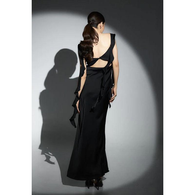 Robe de soirée fourreau simple et décontractée à bretelles carrées et dos ouvert
