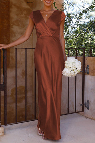 Vestidos de noche formales de celebridades con cuello en V 