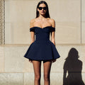 Vestido TARUXY con escote en V y espalda descubierta para mujer, sexy, con hombros descubiertos, ajustado, minivestido, elegante, para fiesta o noche. 