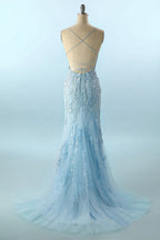 Robe de bal dos nu à fines bretelles