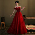 Vestido largo de fiesta rojo de tul con lentejuelas, vestido de noche rojo Y1179