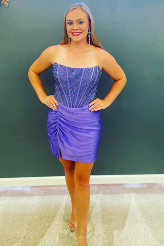 Strapless Beaded Tight Homecoming Dress