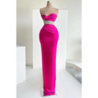 Robe de bal longue à plis et bretelles, fourreau/colonne, avec perles illusion, robe de concours