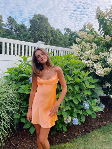 Robe orange mignonne pour la rentrée scolaire Y2833