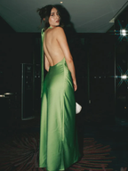 Robe de bal longue verte dos nu sexy Y8230