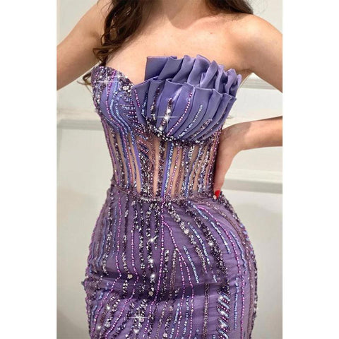 Sweetheart Strapless Empire Beaded Appliques Party Prom Evening Dress