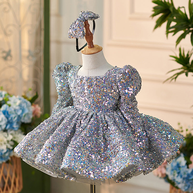 Vestido de tul con lentejuelas hasta la rodilla para bebé niña 