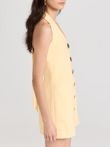 Vestido camisero elegante con tirantes colgantes al cuello 