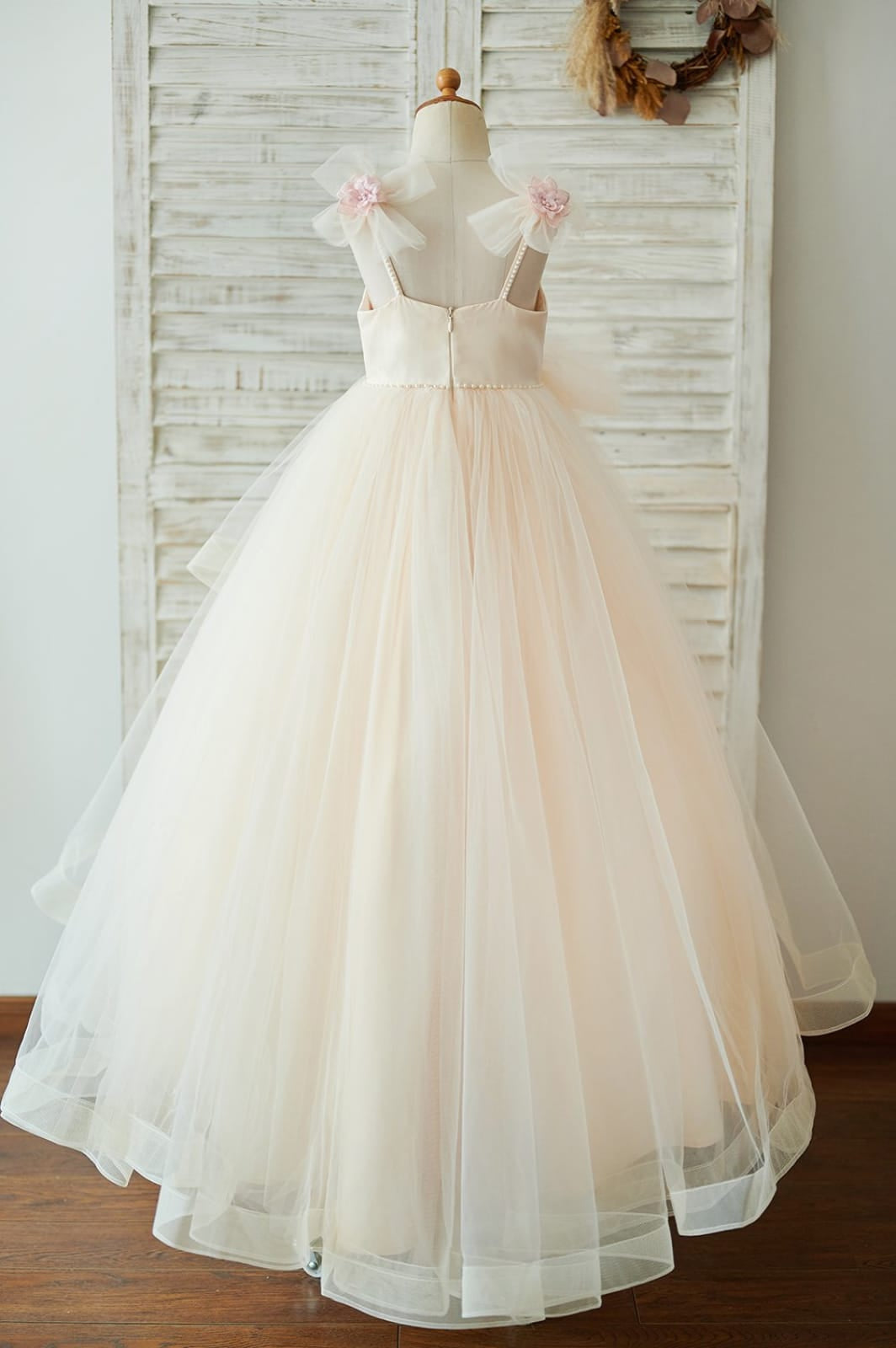 Vestido de gala/vestido de princesa de satén y tul hasta el suelo 