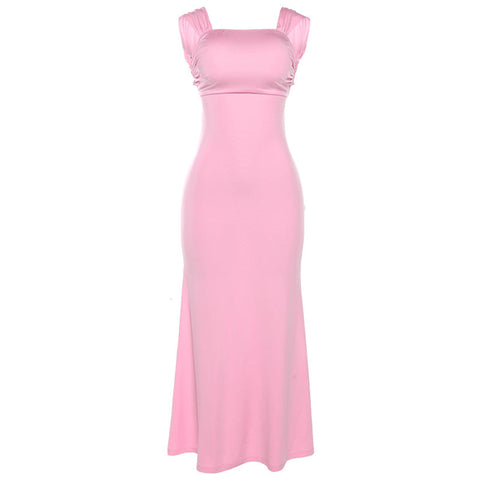 Robe de soirée sexy dos nu à lacets et col montant 