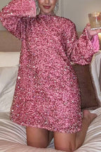 Robe mini ample à paillettes et nœud dans le dos, idéale pour danser toute la nuit 