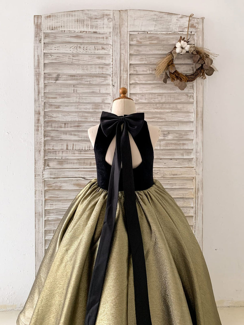 Vestido de gala/princesa de terciopelo jacquard con cola de barrido negro (2003227667) 