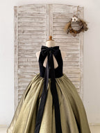 Vestido de gala/princesa de terciopelo jacquard con cola de barrido negro (2003227667) 