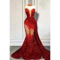 Robe de soirée sirène sexy et tendance, col en V, sans manches, à volants, entièrement pailletée