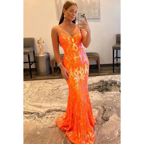 Vestido formal de noche de graduación sin mangas con cuello en V, lentejuelas y cordones, corte trompeta/sirena