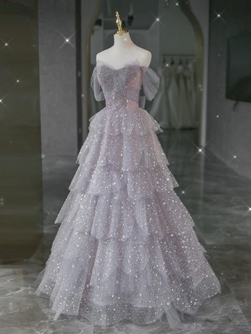 Magnifique robe de bal en tulle à épaules dénudées, robe de soirée Y7580