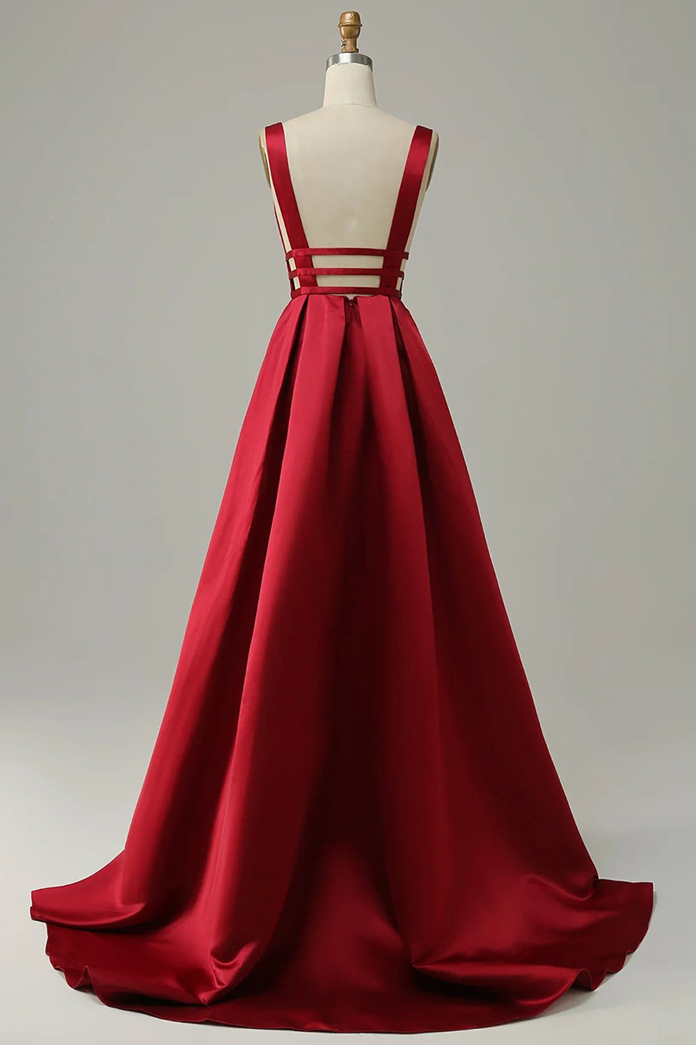 Vestido largo rojo de fiesta con escote en V profundo y espalda descubierta