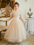 Vestido de niña de las flores de tul corte A hasta el tobillo 