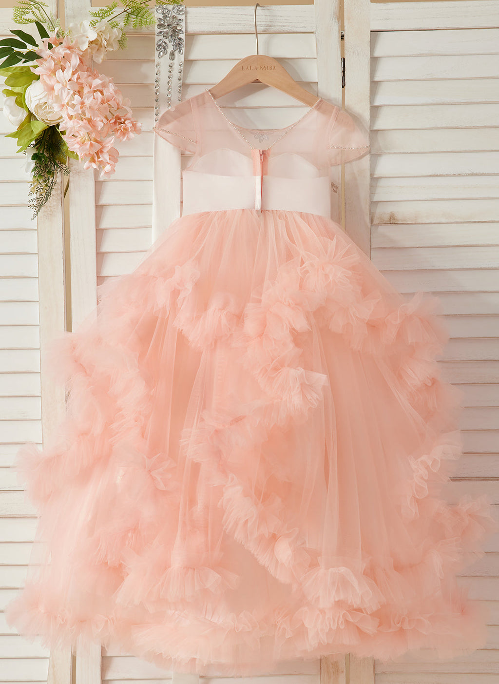 Vestido de princesa/vestido de tul hasta el suelo para niña de las flores 