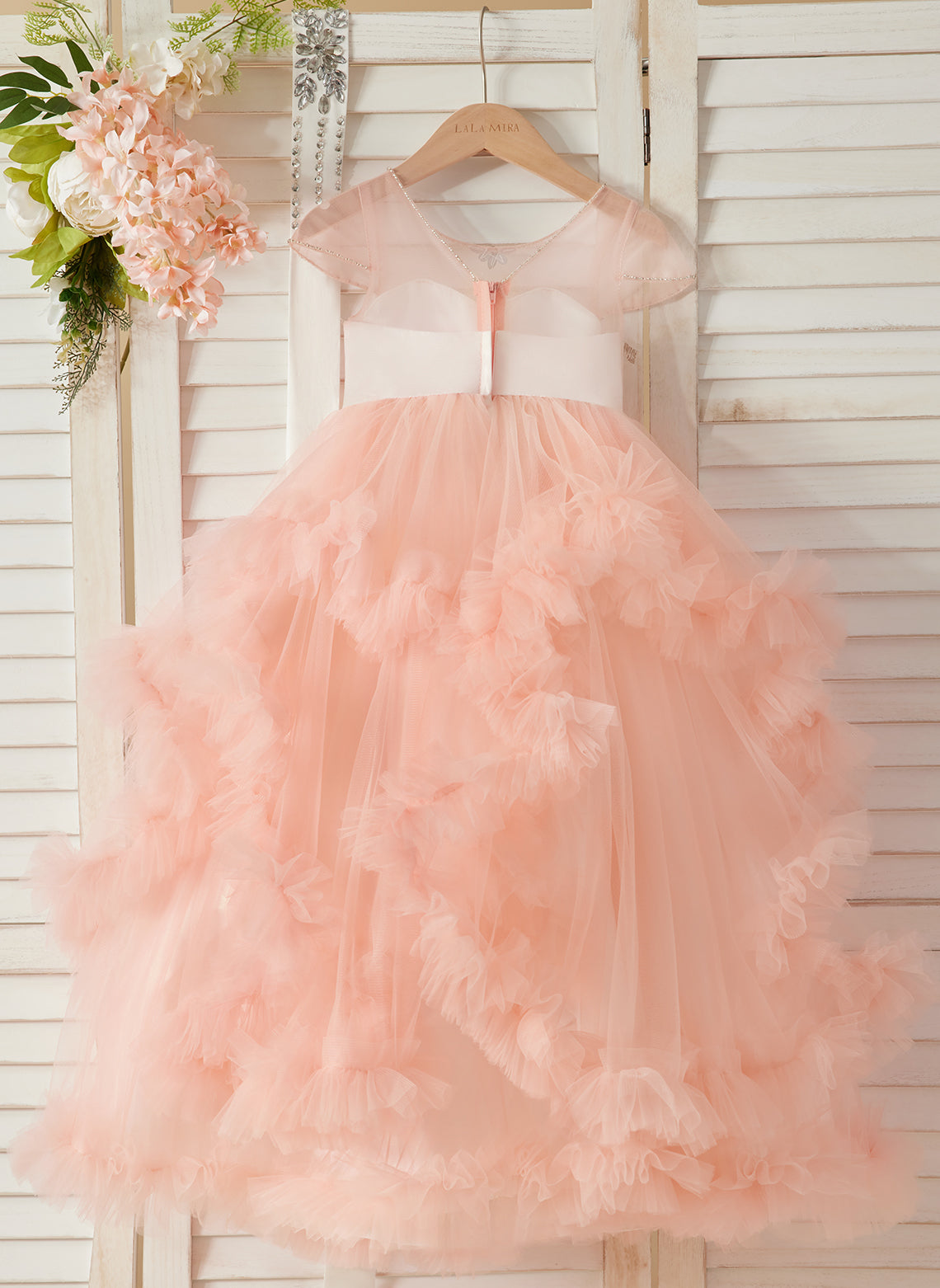 Vestido de princesa/vestido de tul hasta el suelo para niña de las flores 