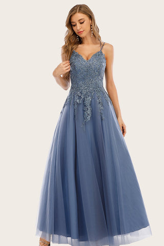 Dusty Long Prom Dress with Lace