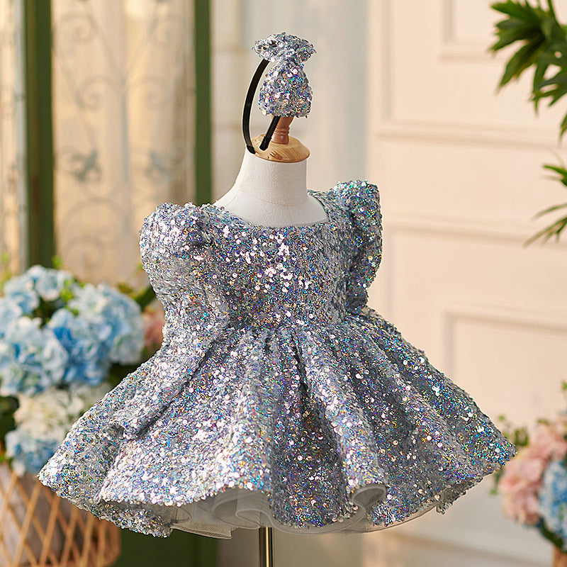 Vestido de tul con lentejuelas hasta la rodilla para bebé niña 