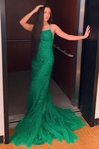 Lace Mermaid Backless Prom Formal Dress