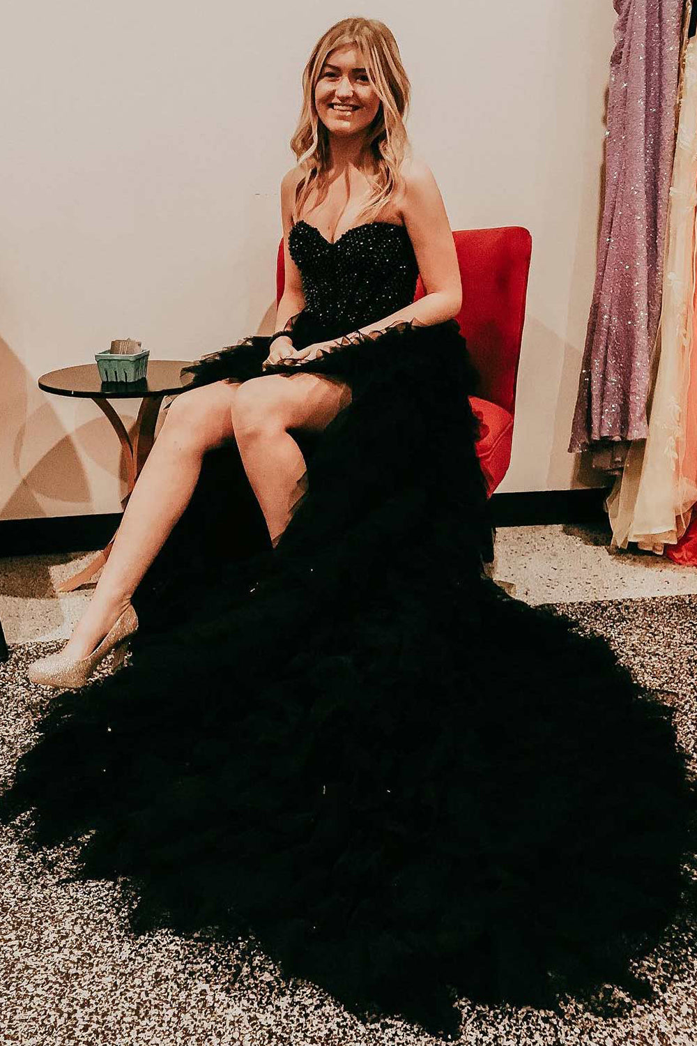 Robe de bal asymétrique en tulle