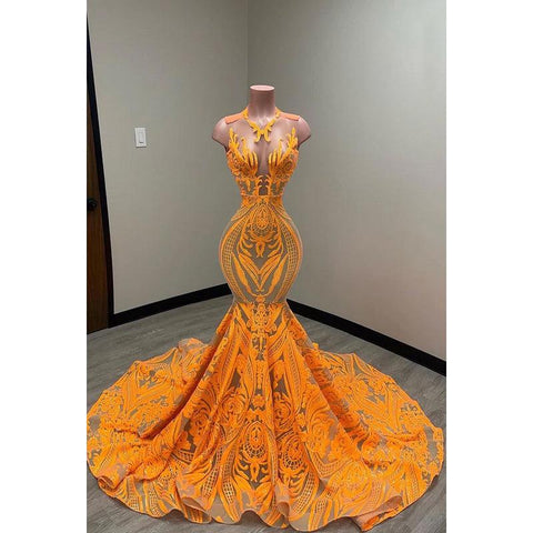 Trumpet/Mermaid V-Neck Lace Sequins Appliques Prom Evening Formal Dress