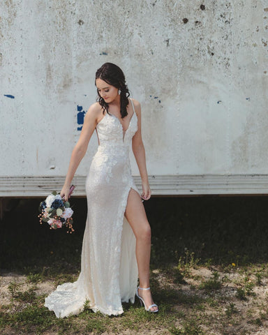 Robe de bal longue élégante à sequins, robe de soirée formelle avec applications de dentelle Y1768